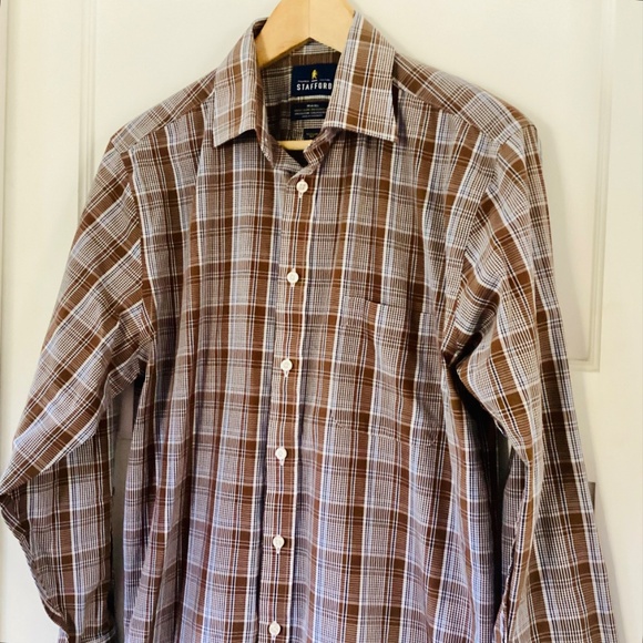 Lot of 2 Stafford’s EASY CARE BROADCLOTH FITTED PLAID Dress Shirts 15.5 32-33 - Picture 9 of 14